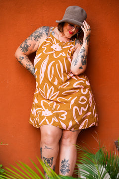 Kita Mini Dress - Abstract Mustard by Jinx the Label