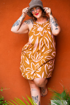 Kita Mini Dress - Abstract Mustard by Jinx the Label