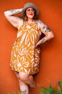 Kita Mini Dress - Abstract Mustard by Jinx the Label