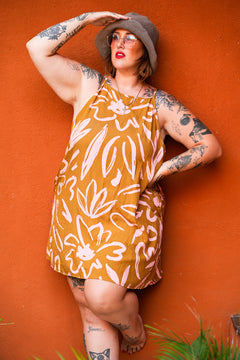 Kita Mini Dress - Abstract Mustard by Jinx the Label