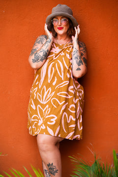 Kita Mini Dress - Abstract Mustard by Jinx the Label