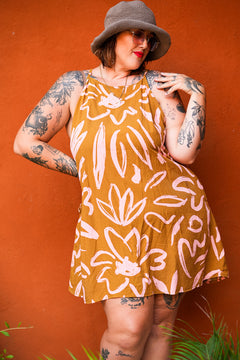 Kita Mini Dress - Abstract Mustard by Jinx the Label