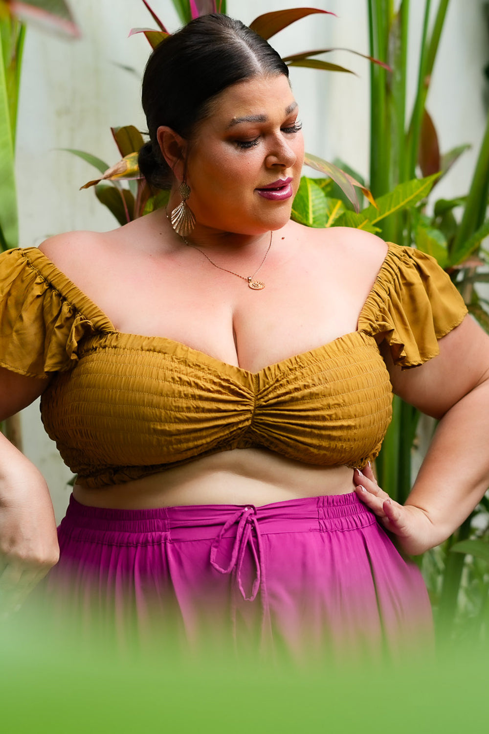 Lexi Crop Top in Mustard by Jinx the Label
