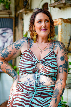 Lola Crop Top -  Chocolate Mint Zebra by Jinx the Label