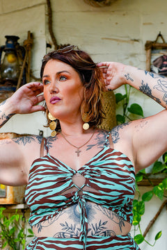 Lola Crop Top -  Chocolate Mint Zebra by Jinx the Label