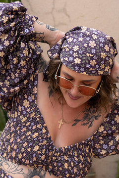 Lovina Crop Top Long Sleeves - Wild Petals - Almost Famous by Jinx the Label