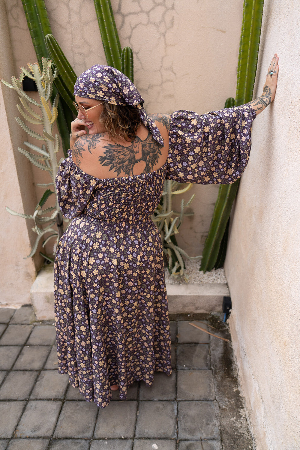 Lovina Crop Top Long Sleeves - Wild Petals - Almost Famous by Jinx the Label