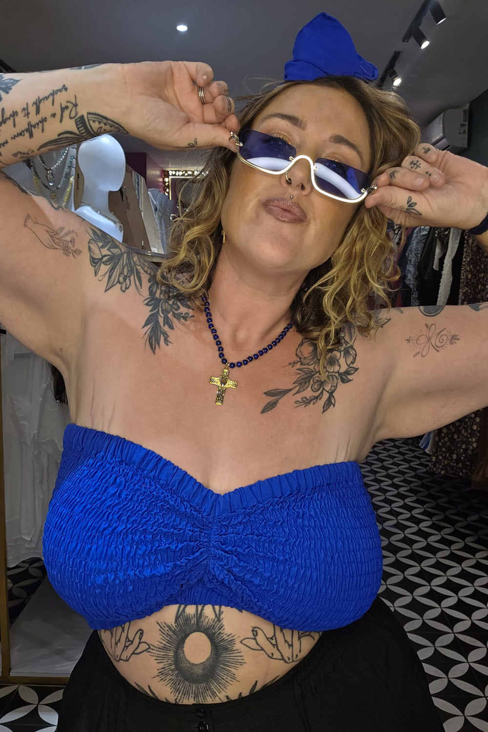 Lexi Crop Top Sleeveless in Cobalt Blue by Jinx the Label