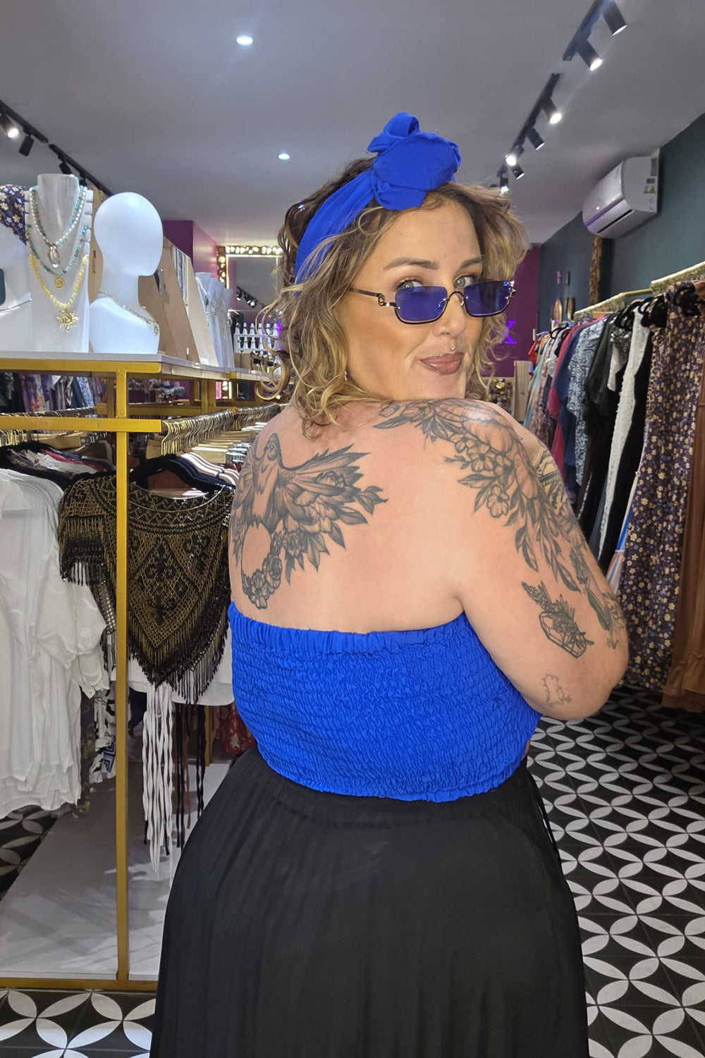 Lexi Crop Top Sleeveless in Cobalt Blue by Jinx the Label
