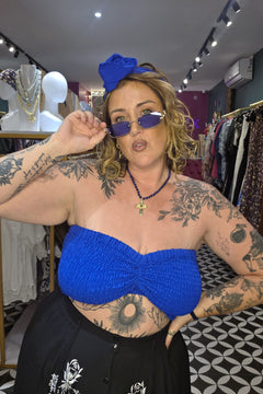 Lexi Crop Top Sleeveless in Cobalt Blue by Jinx the Label