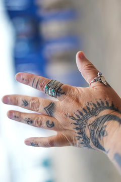 Discover the Luna Ring by Jinx the Label, a delicate sterling silver ring featuring natural moonstone, feather detailing and intricate bohemian silverwork.