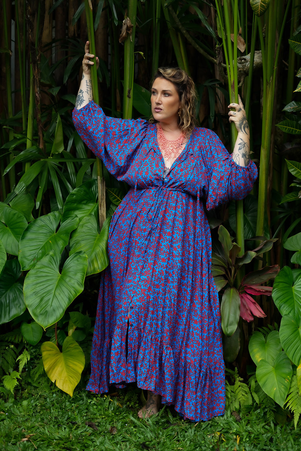 Magnolia Maxi Dress in Coral Bloom by Jinx the Label