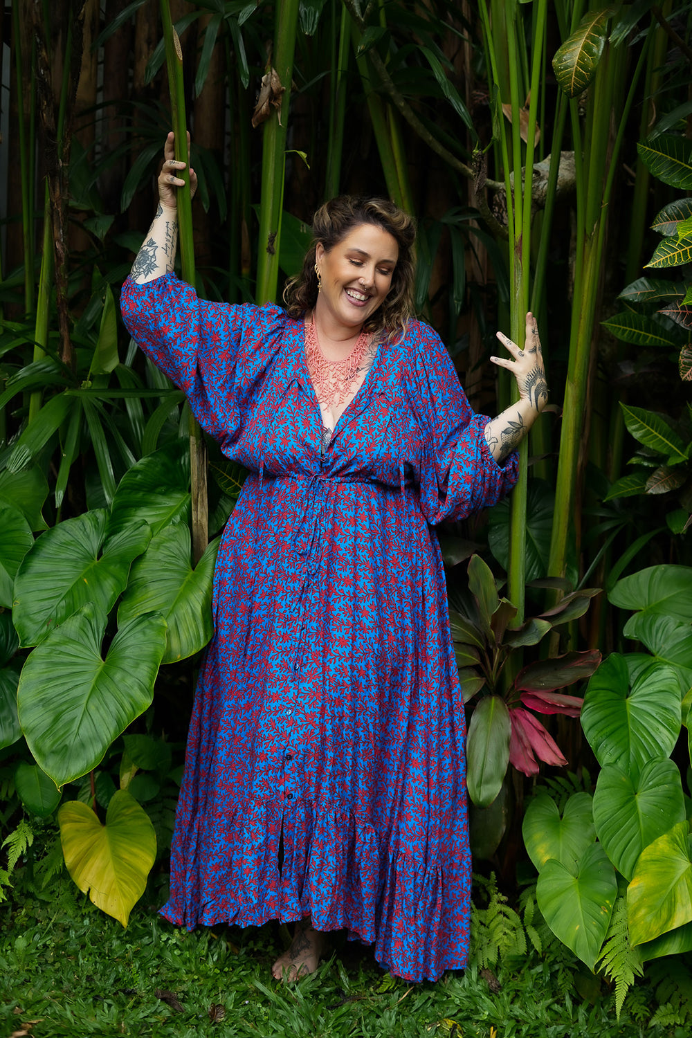Magnolia Maxi Dress in Coral Bloom by Jinx the Label