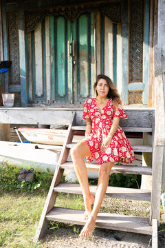 Mary Mini Dress - Wild Daisy Rouge - Sunspell by Jinx the Label