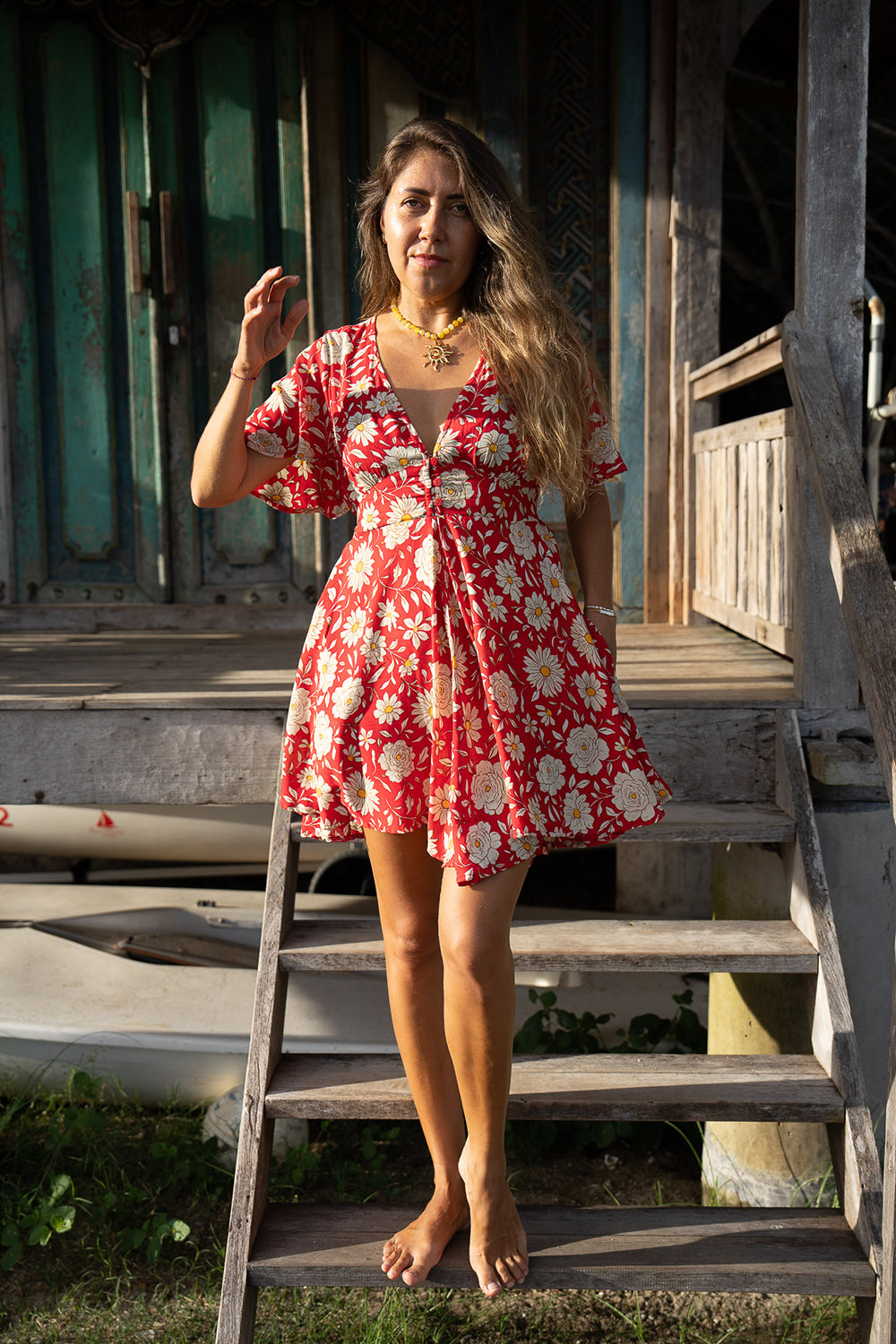 Mary Mini Dress - Wild Daisy Rouge - Sunspell by Jinx the Label