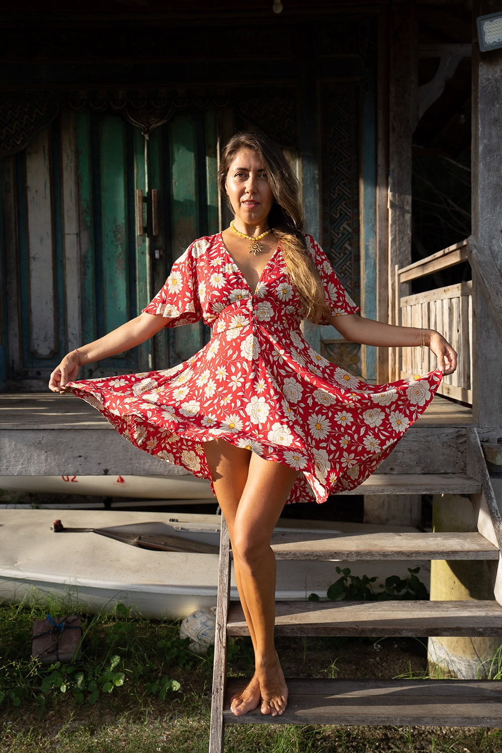 Mary Mini Dress - Wild Daisy Rouge - Sunspell by Jinx the Label