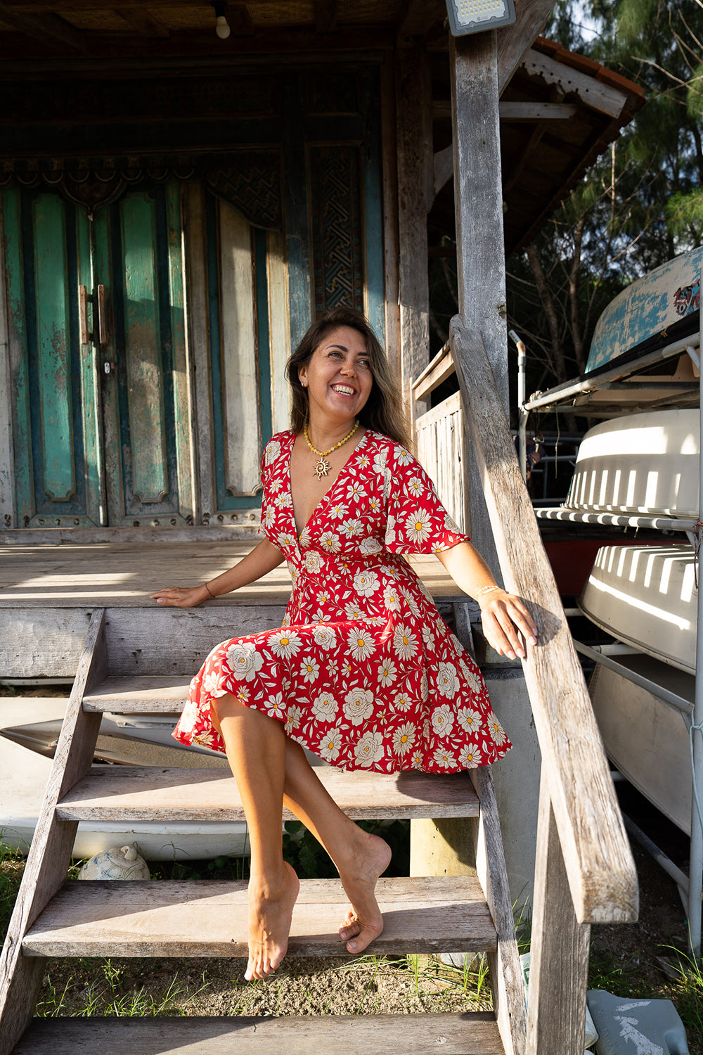 Mary Mini Dress - Wild Daisy Rouge - Sunspell by Jinx the Label