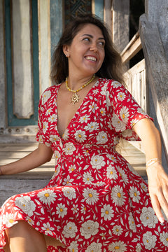 Mary Mini Dress - Wild Daisy Rouge - Sunspell by Jinx the Label