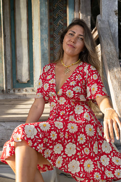 Mary Mini Dress - Wild Daisy Rouge - Sunspell by Jinx the Label