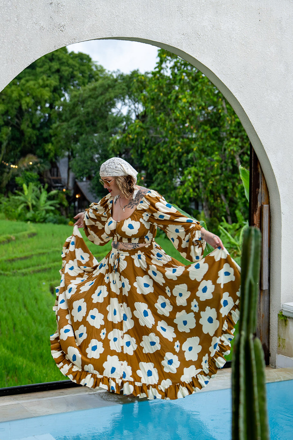Mirano Crop Top Long Sleeves - Wildflower - Almost Famous by Jinx the Label