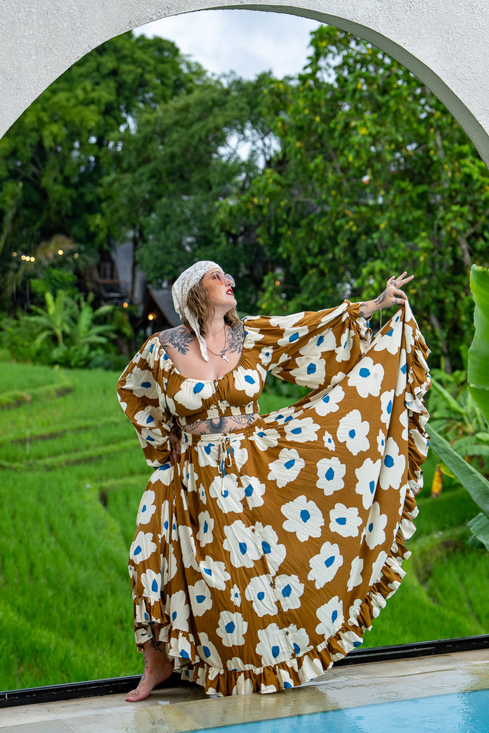 Mirano Crop Top Long Sleeves - Wildflower - Almost Famous by Jinx the Label