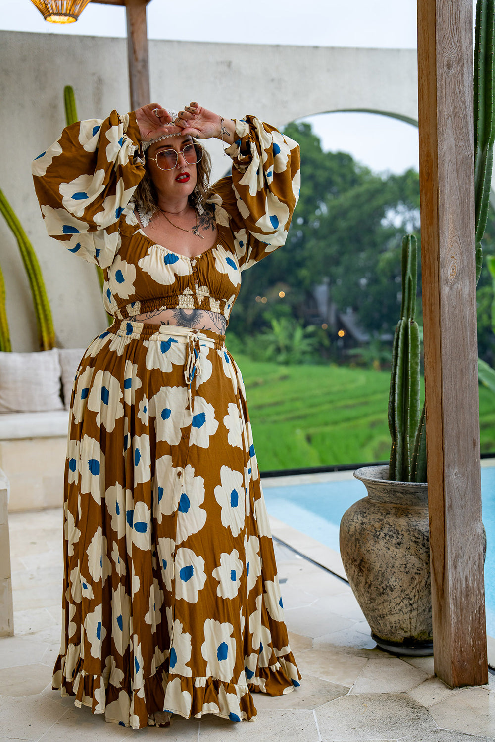 Mirano Crop Top Long Sleeves - Wildflower - Almost Famous by Jinx the Label