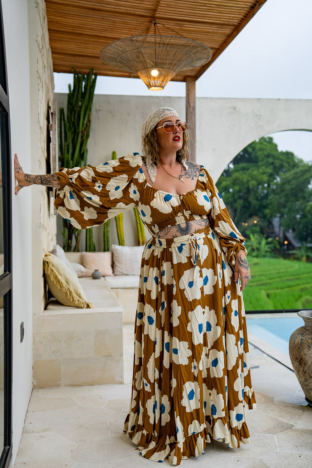 Mirano Crop Top Long Sleeves - Wildflower - Almost Famous by Jinx the Label