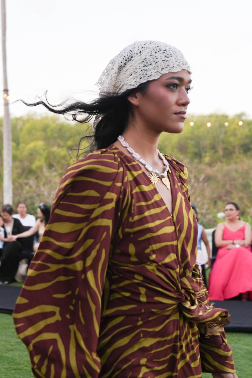 Meet the Melissa Dress in Zebra Yellow. A flowing rayon maxi with dramatic long sleeves, deep V-neck, gathered waist and tassel detail. Handmade in Bali.