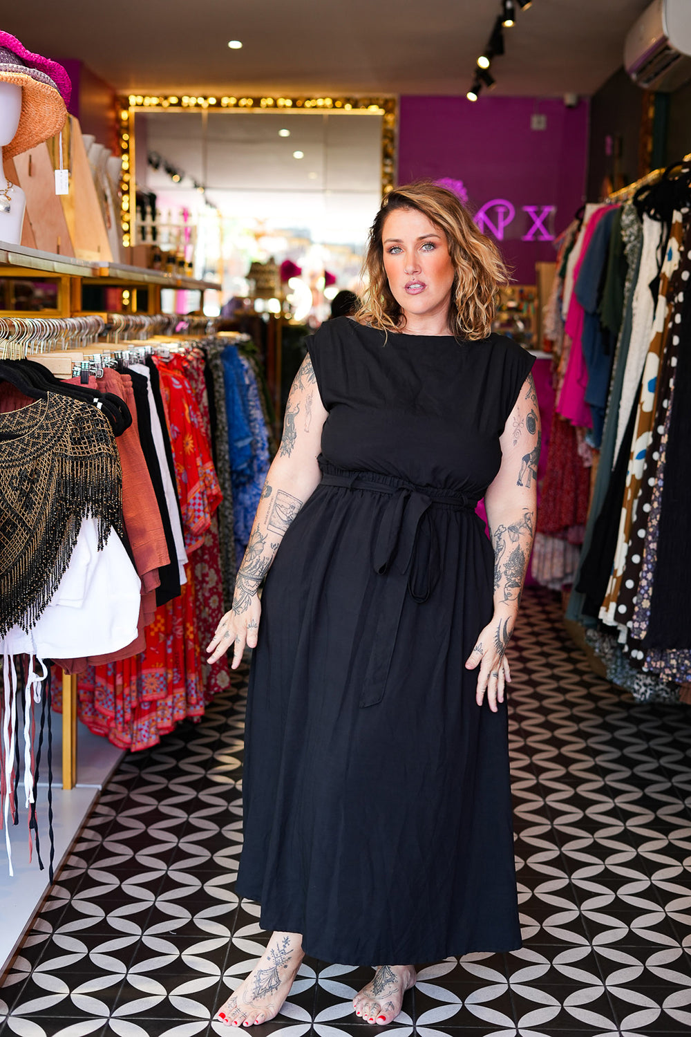 Noa Midi Dress in Black by Jinx the Label