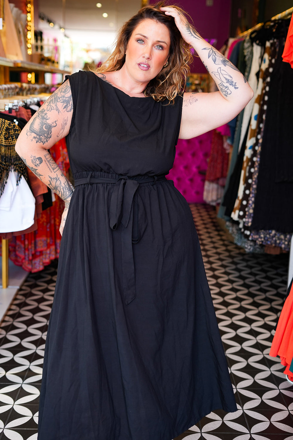 Noa Midi Dress in Black by Jinx the Label