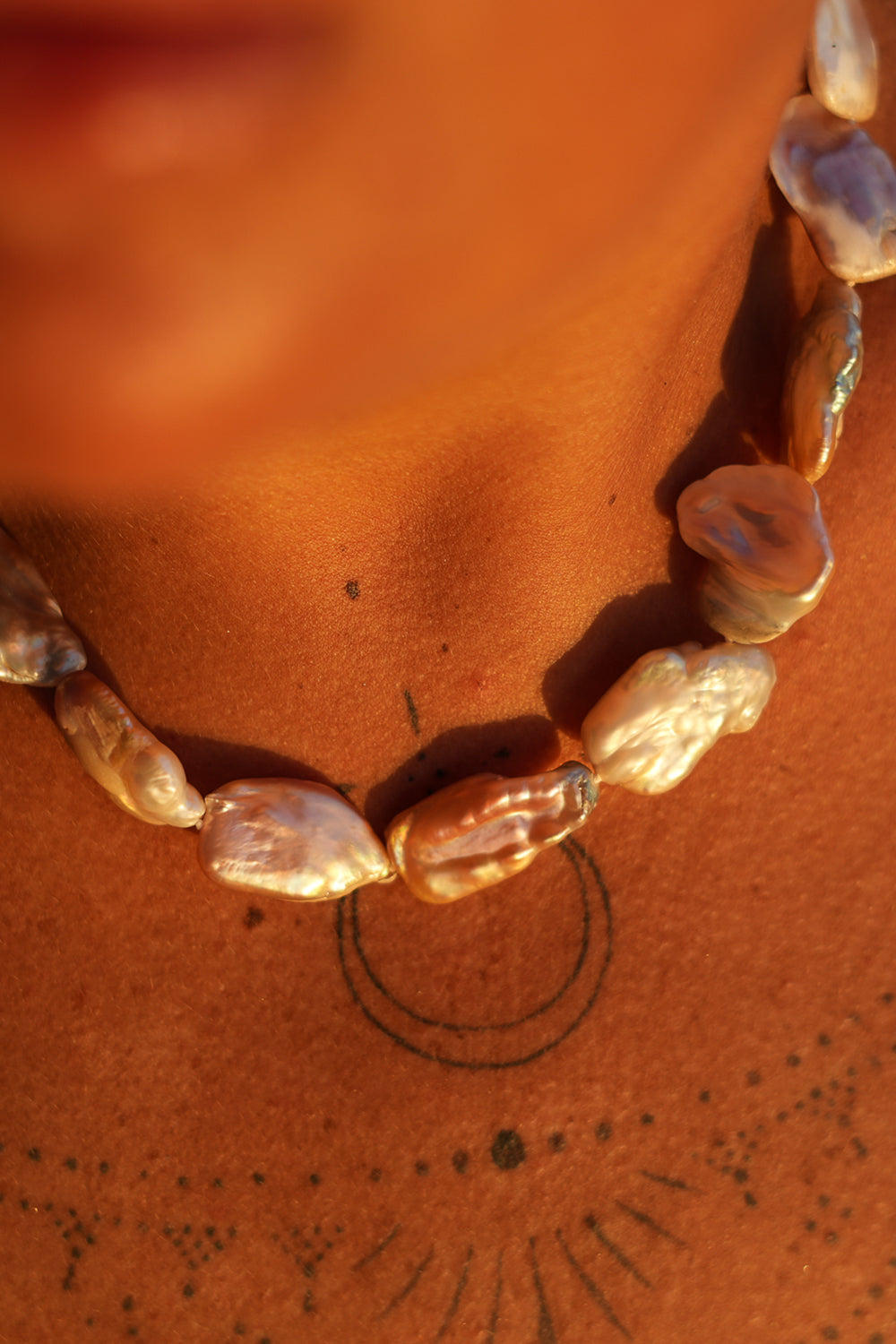 Discover the Ocean Relic Necklace in Wild Pearl, crafted with large freeform natural pearls, each uniquely shaped by nature. Earth Altering by Jinx the Label.