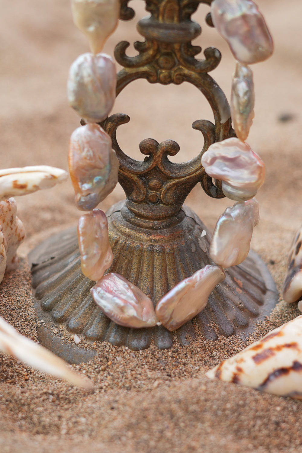 Discover the Ocean Relic Necklace in Wild Pearl, crafted with large freeform natural pearls, each uniquely shaped by nature. Earth Altering by Jinx the Label.