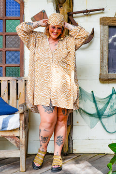 Rama Oversized Shirt Dress - Natural Zebra by Jinx the Label