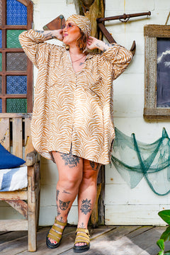 Rama Oversized Shirt Dress - Natural Zebra by Jinx the Label