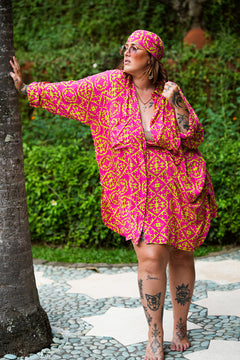 Rama Oversized Shirt Dress - Tropical Pink by Jinx the Label
