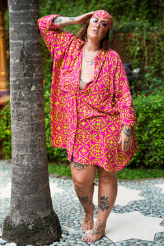 Rama Oversized Shirt Dress - Tropical Pink by Jinx the Label