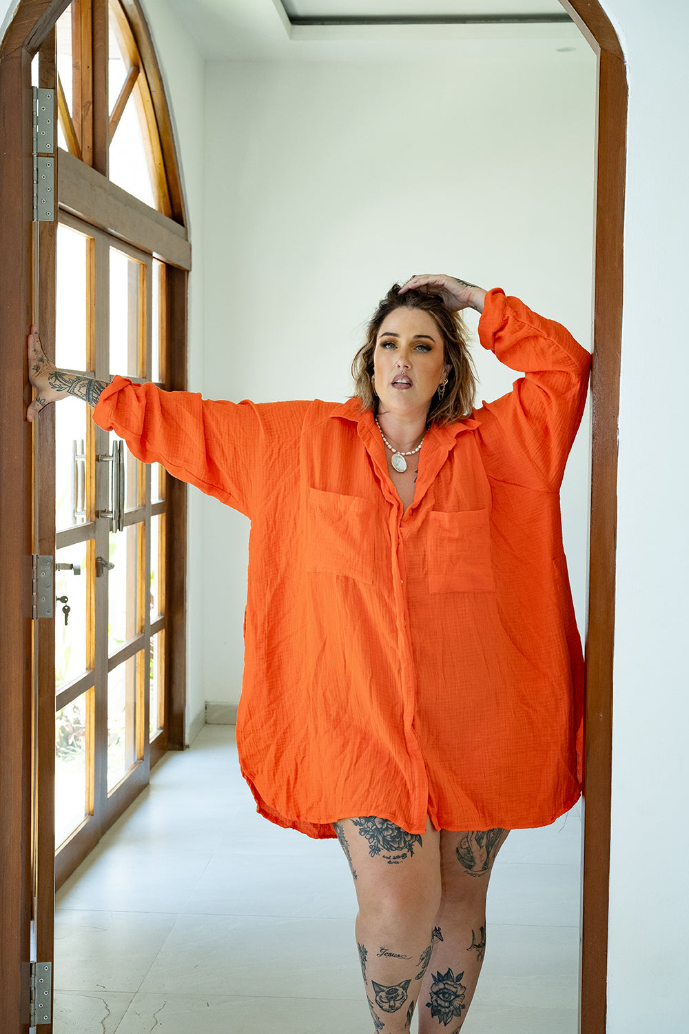 Rama Oversized Shirt Dress in Valencia by Jinx the Label
