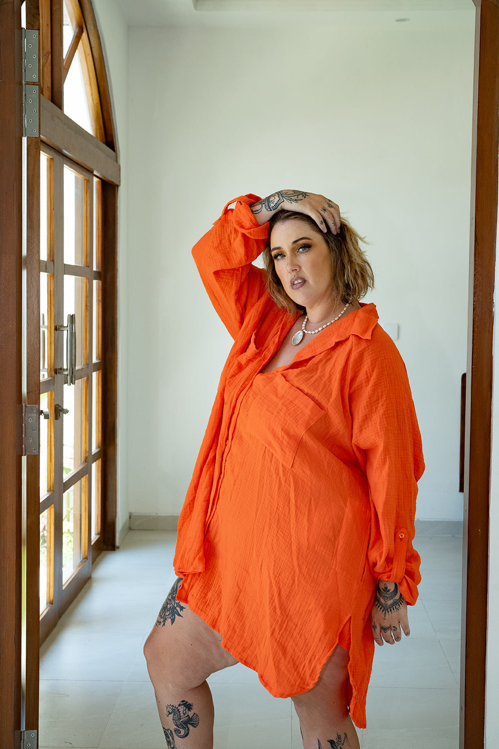 Rama Oversized Shirt Dress in Valencia by Jinx the Label