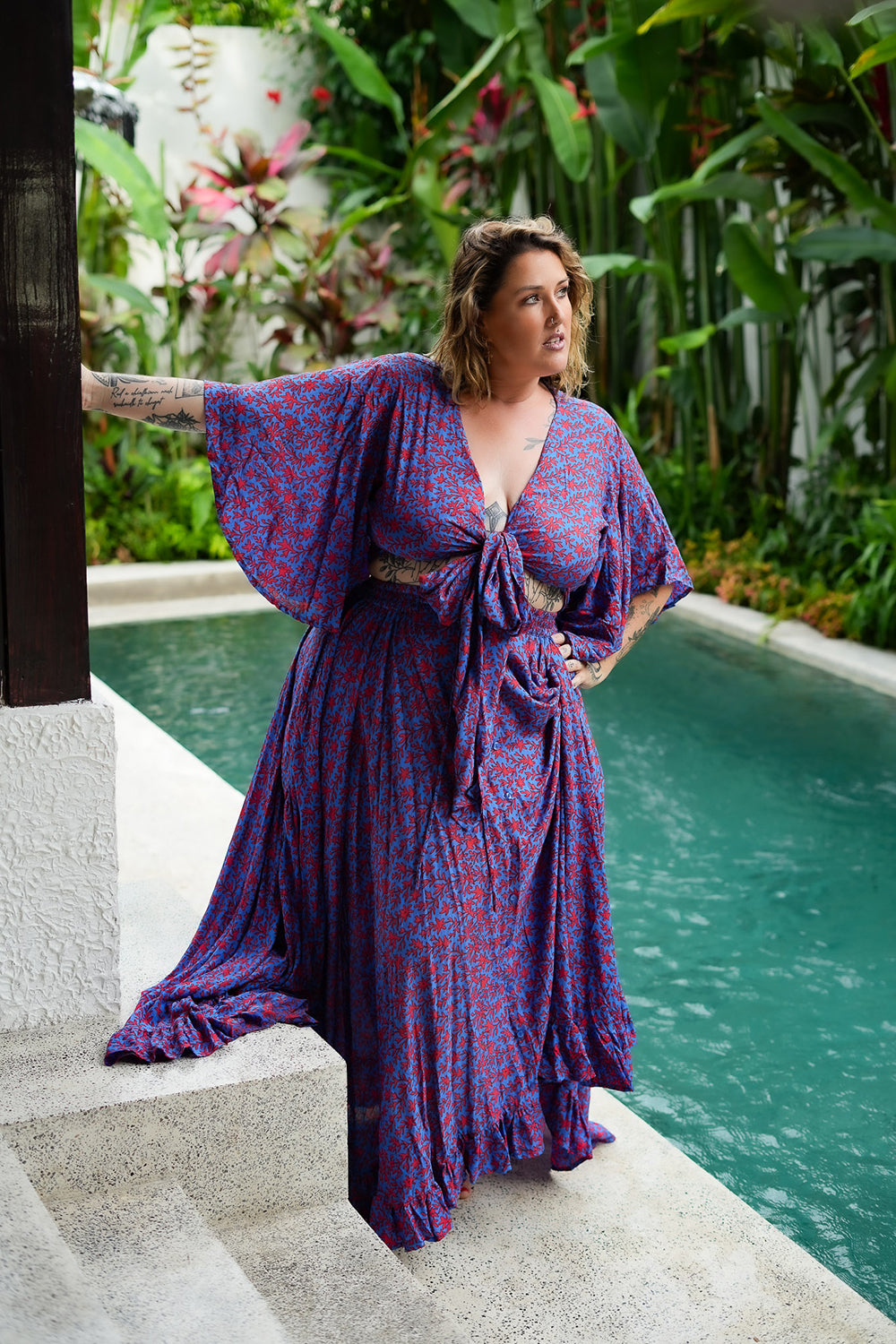 Renesme Wrap Top in Coral Bloom by Jinx the Label