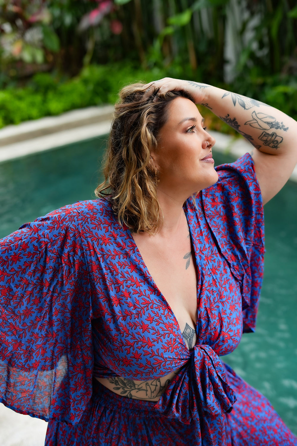 Renesme Wrap Top in Coral Bloom by Jinx the Label