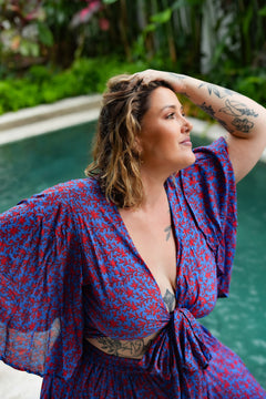 Renesme Wrap Top in Coral Bloom by Jinx the Label