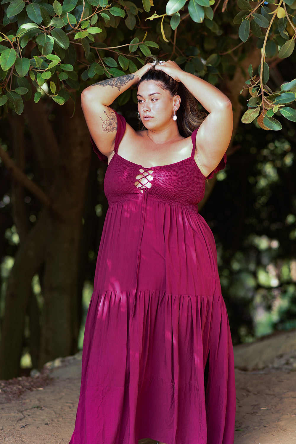 Sabrina Dress - Wine by Jinx the Label