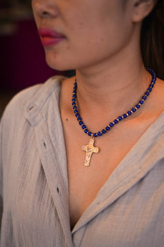Sacred Cross Necklace - Lapis Blue - Sunspell by Jinx the Label