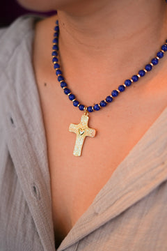 Sacred Cross Necklace - Lapis Blue - Sunspell by Jinx the Label