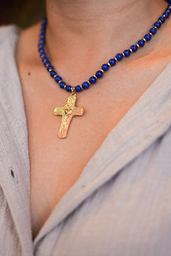 Sacred Cross Necklace - Lapis Blue - Sunspell by Jinx the Label