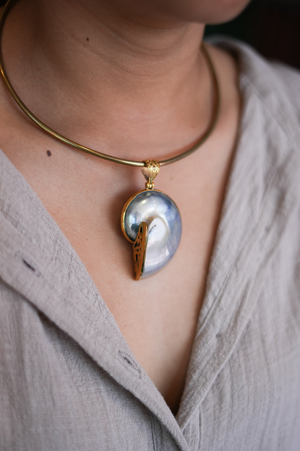 Sacred Spiral Nautilus Necklace - Sunspell by Jinx the Label