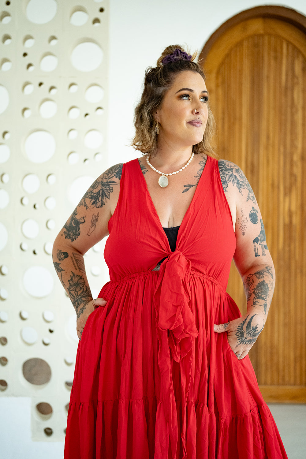 Sasha Maxi Dress in Christmas Red by Jinx the Label