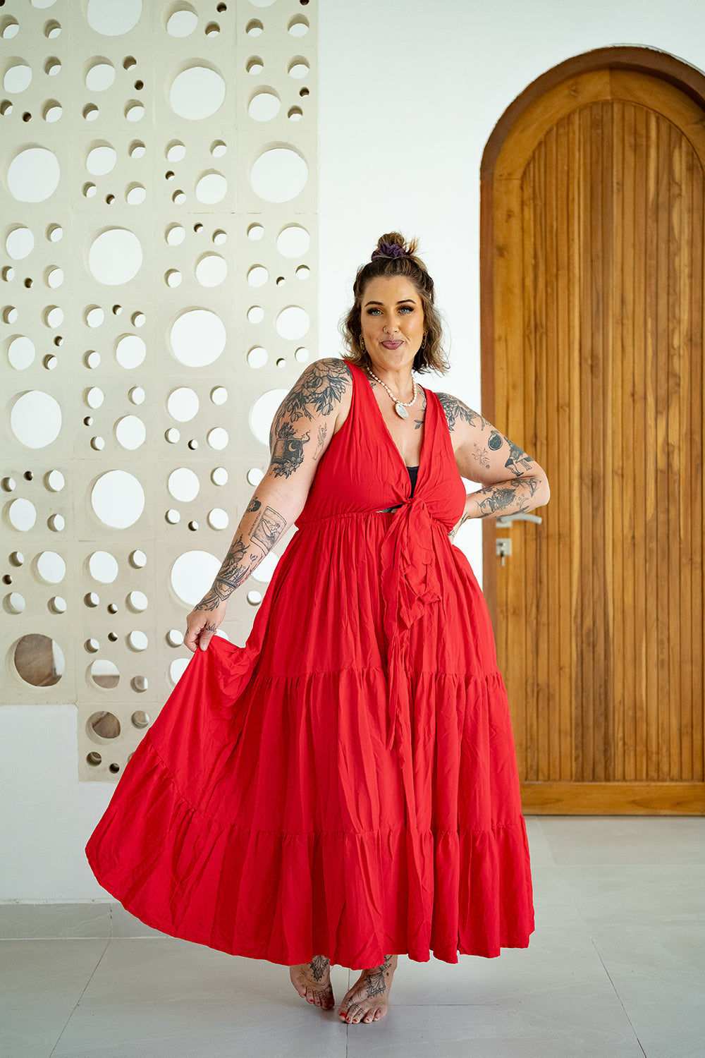 Sasha Maxi Dress in Christmas Red by Jinx the Label