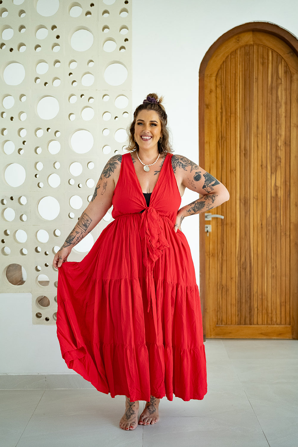 Sasha Maxi Dress in Christmas Red by Jinx the Label