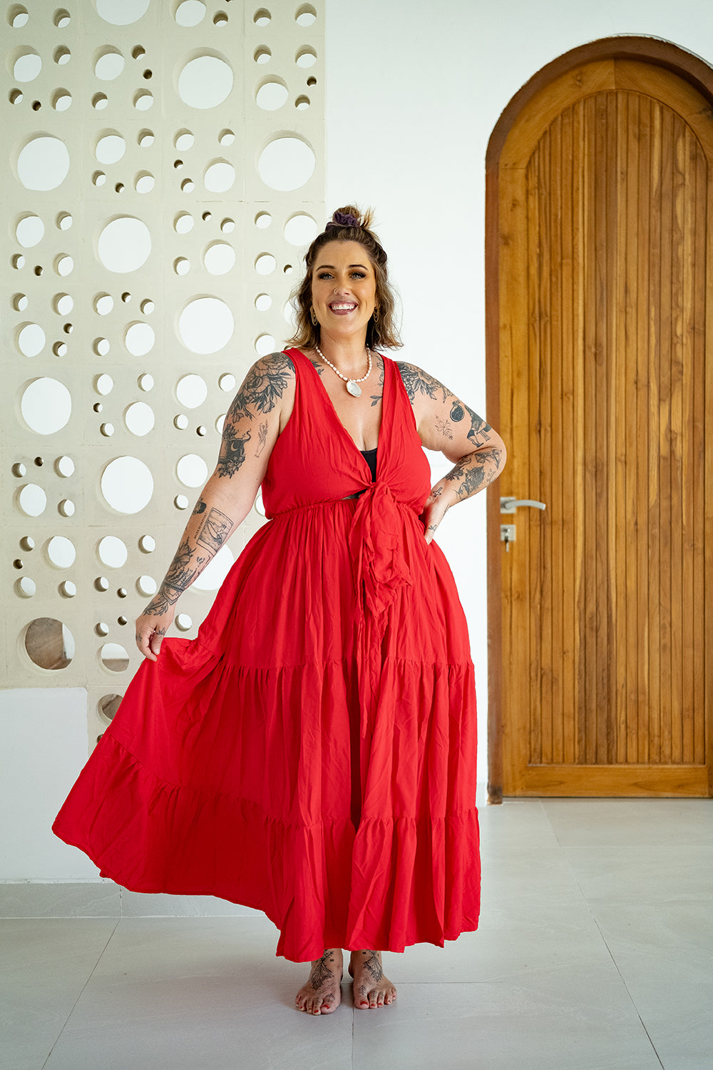 Sasha Maxi Dress in Christmas Red by Jinx the Label